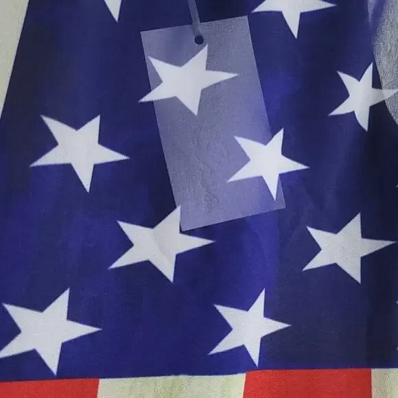 USA Tank Top American Flag Sleeveless High Low Hem Size Small Black - Picture 3 of 9